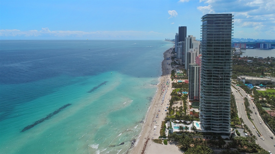 Real Estate Photography - 19575 Collins Ave, 23, Sunny Isles Beach, FL, 33160 - Aerial View