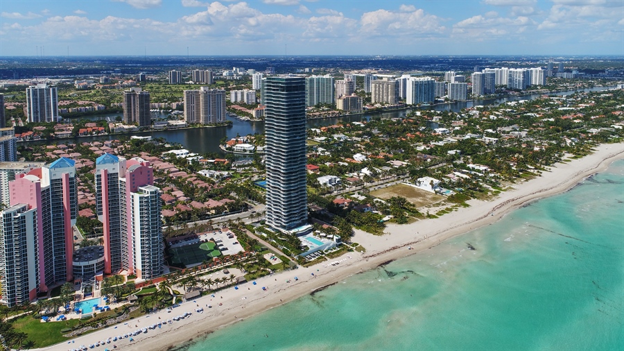 Real Estate Photography - 19575 Collins Ave, 23, Sunny Isles Beach, FL, 33160 - Aerial View