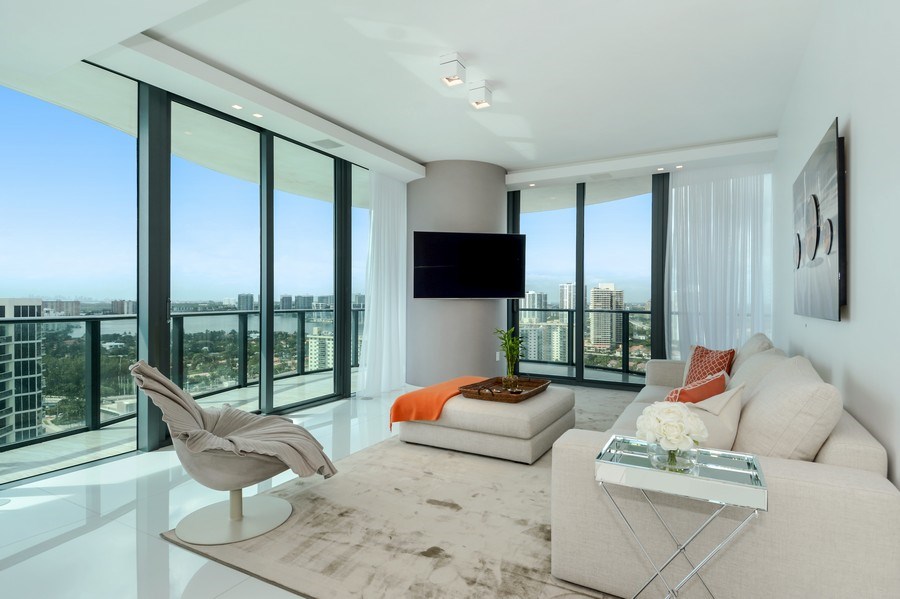 Real Estate Photography - 19575 Collins Ave, 23, Sunny Isles Beach, FL, 33160 - Family Room
