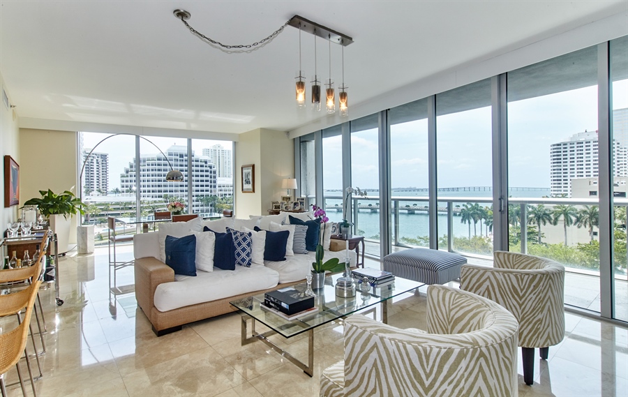 Real Estate Photography - 495 Brickell Ave, 701, Miami, FL, 33131 - Living Room / Dining Room