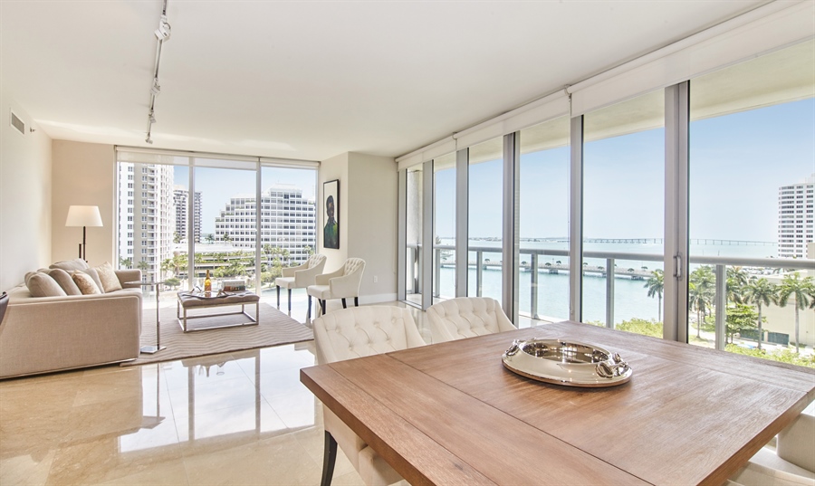 Real Estate Photography - 495 Brickell Ave, 801, Miami, FL, 33131 - Living Room / Dining Room