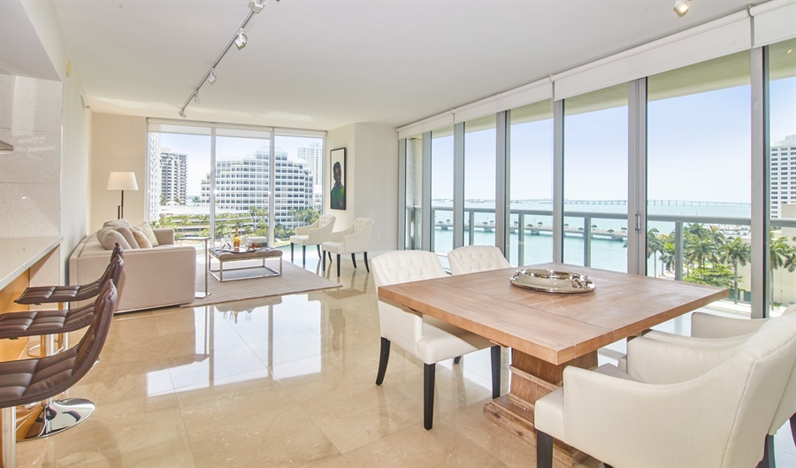 Real Estate Photography - 495 Brickell Ave, 801, Miami, FL, 33131 - Living Room/Dining Room