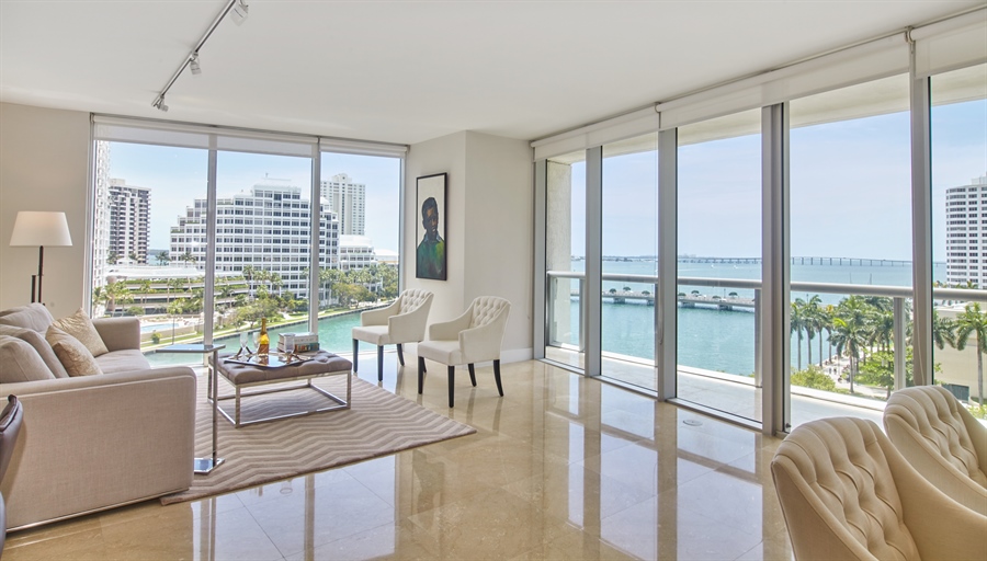 Real Estate Photography - 495 Brickell Ave, 801, Miami, FL, 33131 - Living Room/Dining Room