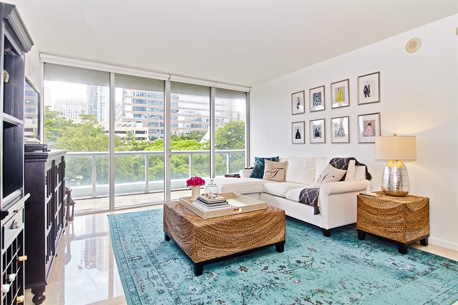 Real Estate Photography - 495 Brickell Ave, 411, Miami, FL, 33131 - Living Room