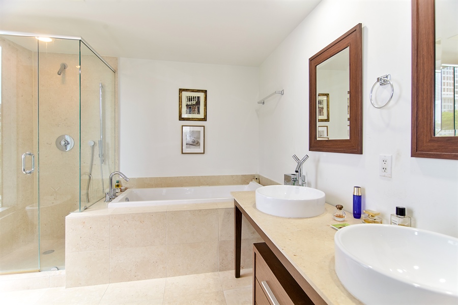 Real Estate Photography - 495 Brickell Ave, 411, Miami, FL, 33131 - Primary Bathroom