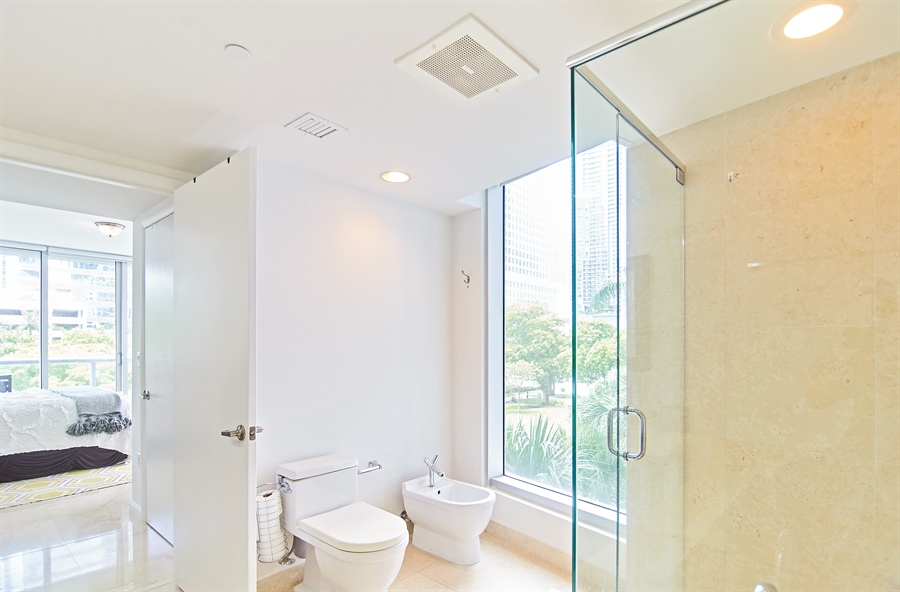 Real Estate Photography - 495 Brickell Ave, 411, Miami, FL, 33131 - Primary Bathroom