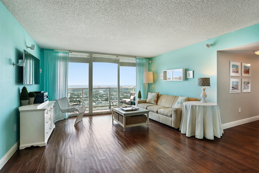 Real Estate Photography - 650 West Ave, 2208, Miami Beach, FL, 33139 - Living Room