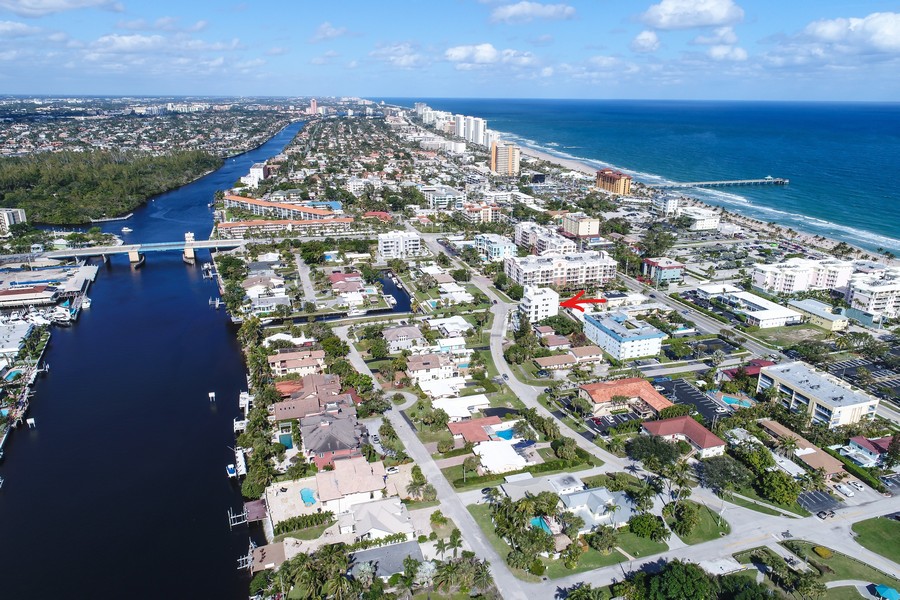 Real Estate Photography - 1900 SE 2nd, 501, Deerfield Beach, FL, 33441 - Aerial View - South to North