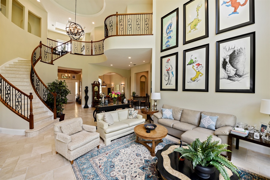 Real Estate Photography - 17590 Circle Pond Court, Boca Raton, FL, 33496 - Living Room /Stairway View