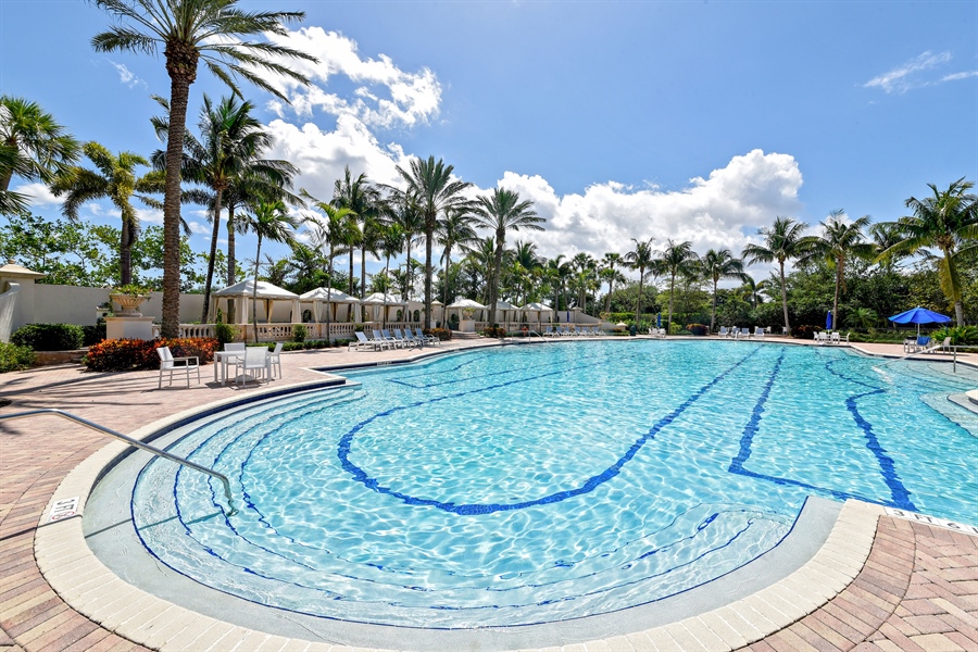 Real Estate Photography - 17590 Circle Pond Court, Boca Raton, FL, 33496 - Clubside Pool/Cabanas