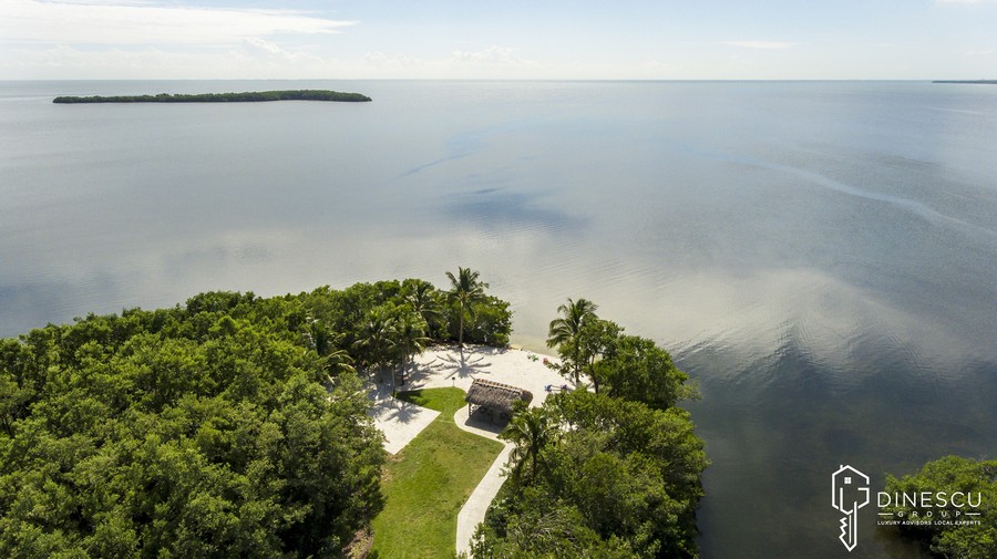 Real Estate Photography - 6018 Paradise Point Drive, Palmetto Bay, FL, 33157 - Ariel View of Private Beach and the "Paradise Poin