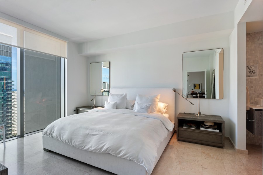 Real Estate Photography - 88 SW 7th Street, #3409, Miami, FL, 33130 - Primary Bedroom