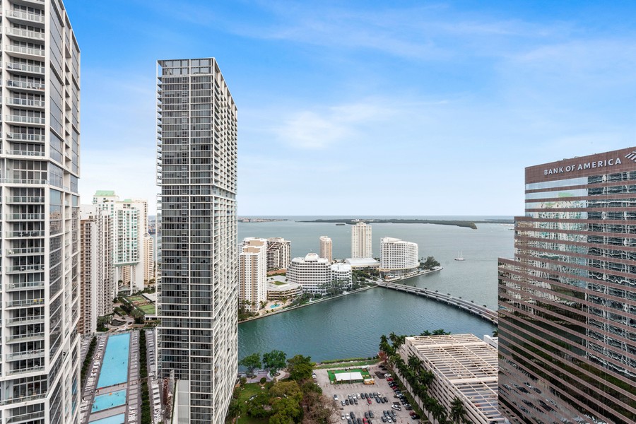 Real Estate Photography - 500 Brickell Avenue, #4000, Miami, FL, 33131 - Balcony