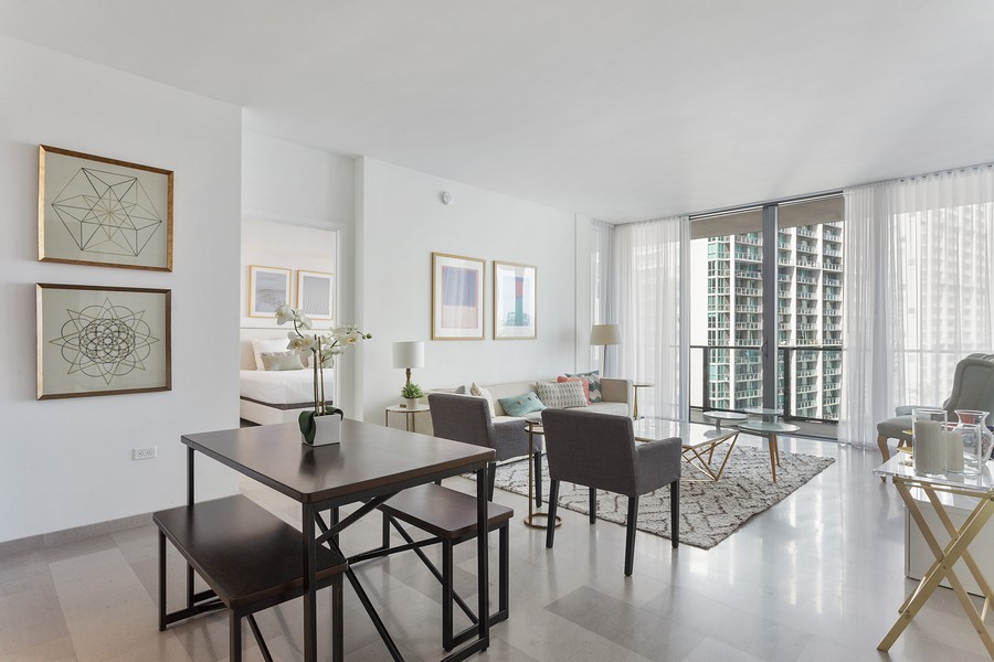Real Estate Photography - 68 SE 6th St., Unit 1209, Miami, FL, 33131 - Dining Room