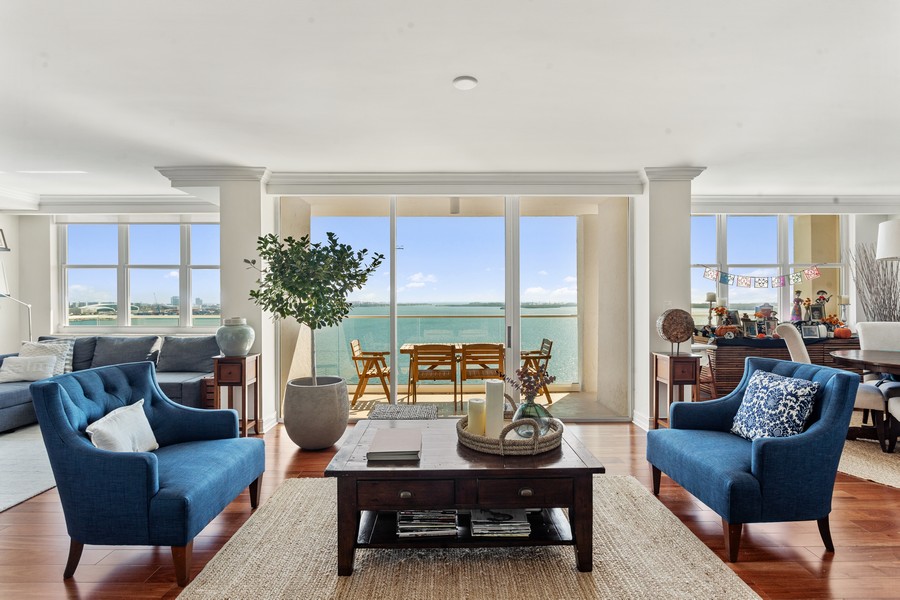 Real Estate Photography - 800 Claughton Island Dr. 1801/02, Miami, FL, 33131 - Living Room