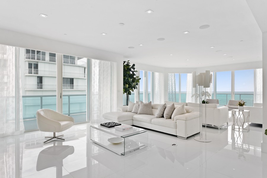 Real Estate Photography - 10101 collins avenue, 15E, Bal Harbour, FL, 33154 - Living Room
