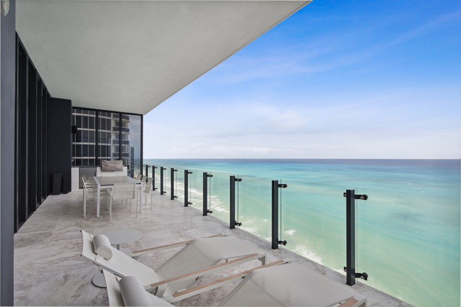 Real Estate Photography - 17141 Collins Ave #2801, Sunny Isles Beach, FL, 33160 - Balcony