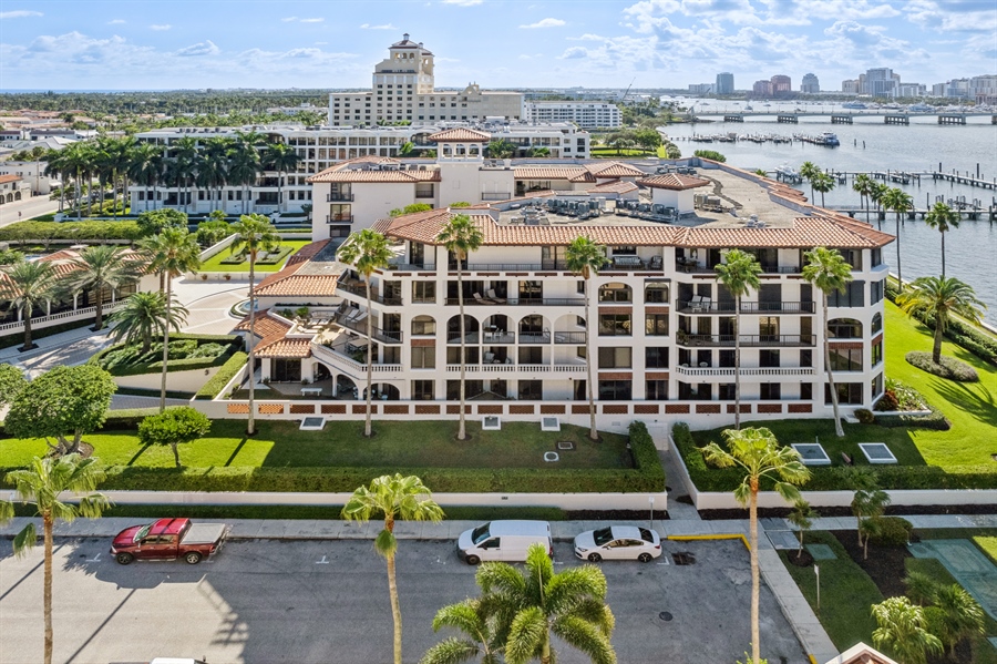 Real Estate Photography - L'Ermitage 200 Bradley PL #301, Palm Beach, FL, 33480 - Aerial View