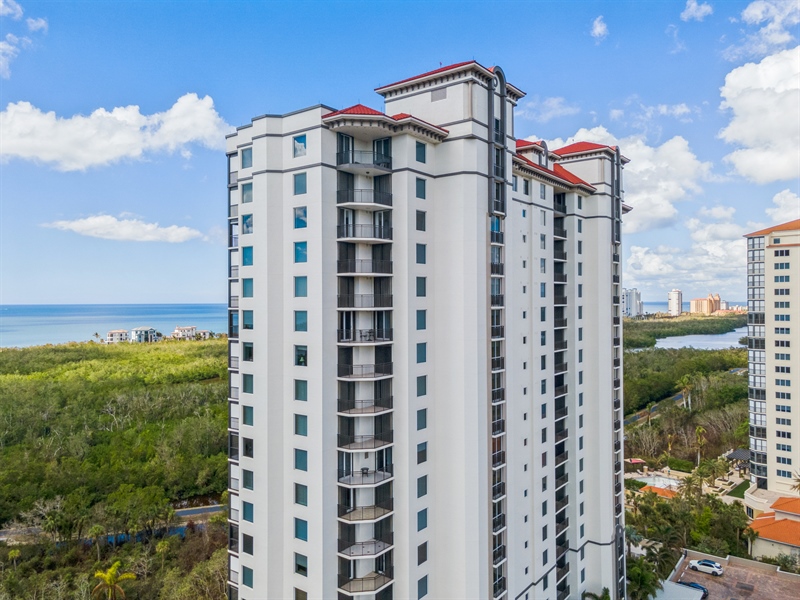 Real Estate Photography - 7225 Pelican Bay Blvd, #2001, Naples, FL, 34108 - Aerial View