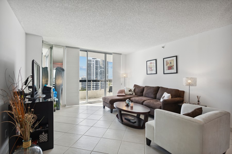 Real Estate Photography - 19195 Mystic Pointe Drive #2403, Aventura, FL, 33180 - Living Room