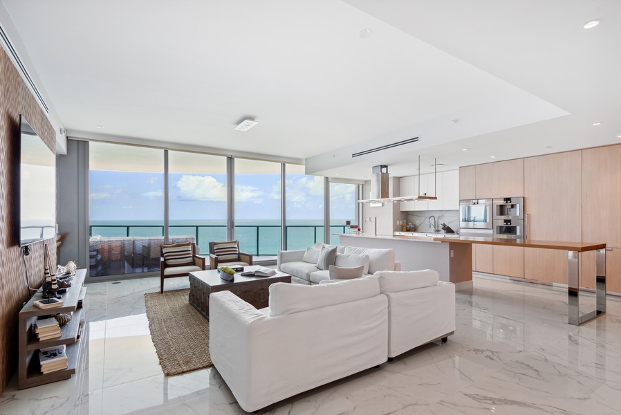 Real Estate Photography - 15701 Collins Ave, Unit 2902, Sunny Isles Beach, FL, 33301 - Living Room