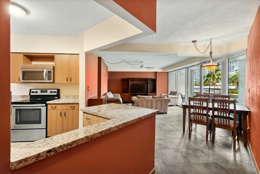 Real Estate Photography - 1900 S. Ocean Dr. #206, Fort Lauderdale, FL, 33316 - Kitchen / Living Room